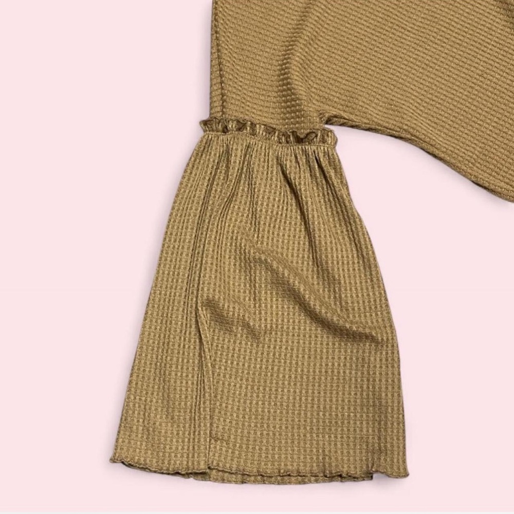 Versona Free People Style Waffle Knit Bell Sleeve Crop Top Sienna S - Picture 3 of 6